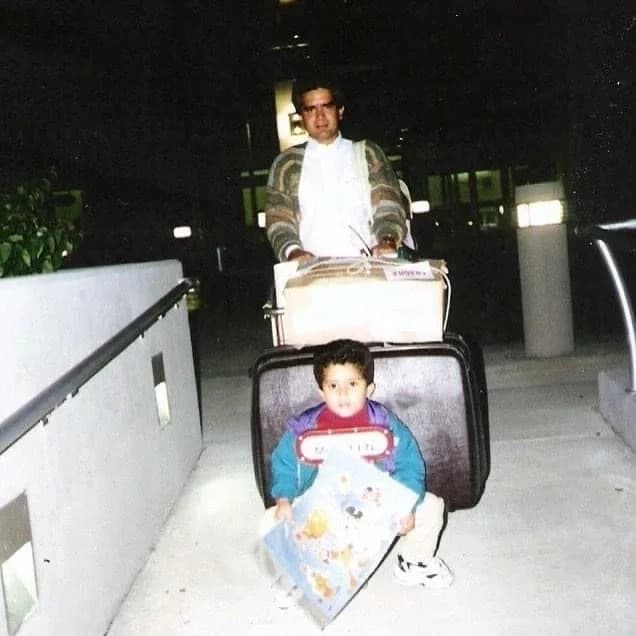 Young Armando Vera Carvajal arriving in the United States with his father